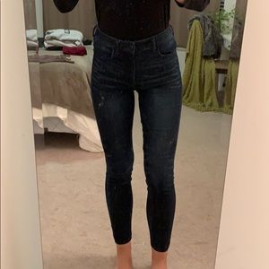 High waisted dark wash jeans